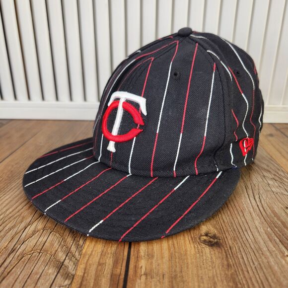 Minnesota Twins New Era Fits 59fifty 7 1/4" Hat Cap Black Red Pinstripe Wool MLB - Picture 1 of 10